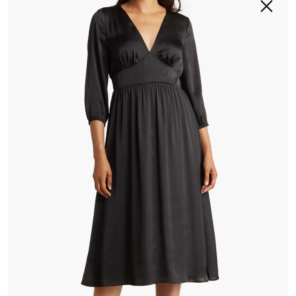 Daniel Rainn Deep V-Neck Midi Dress